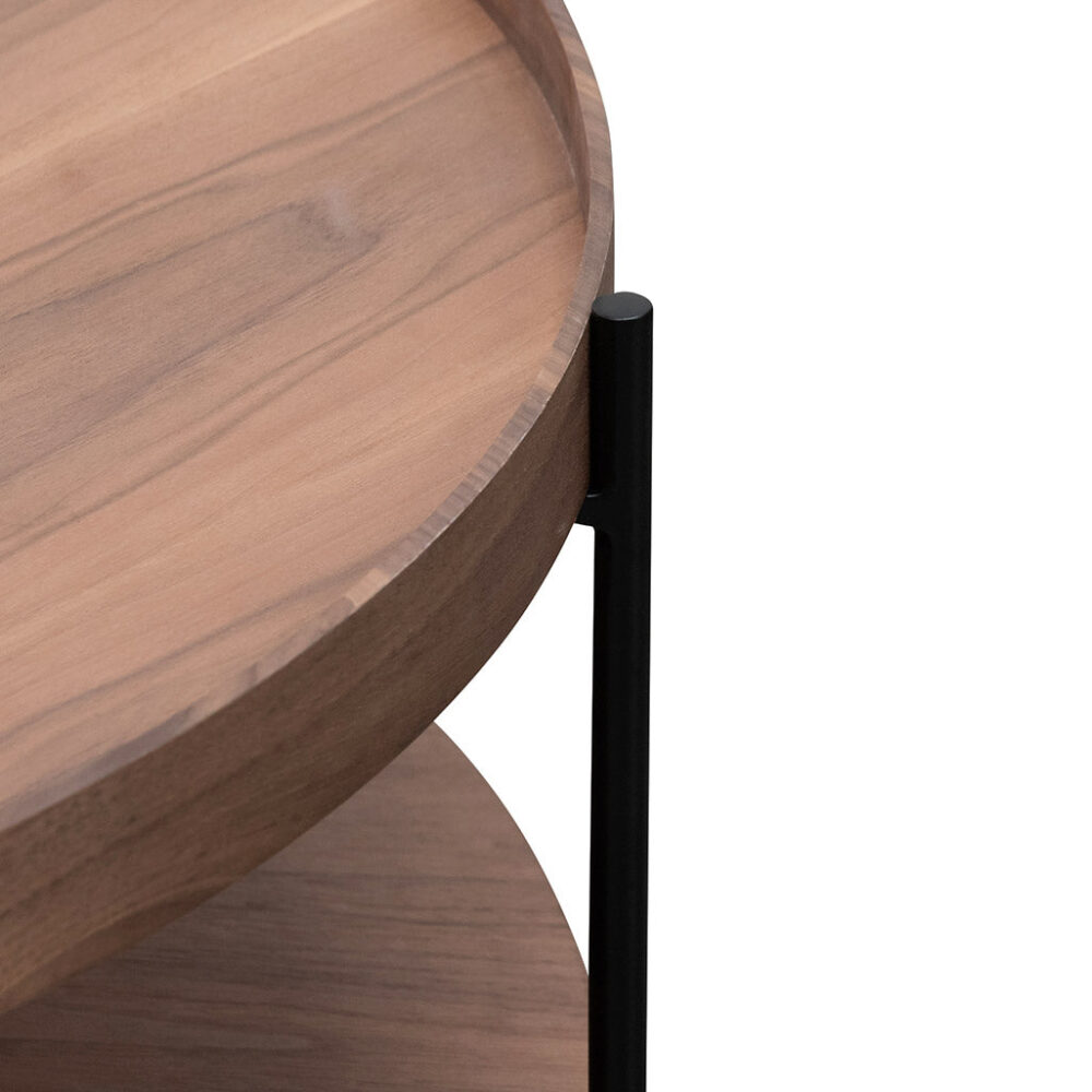 Zelma 90cm Round Coffee Table - Walnut - Image 7