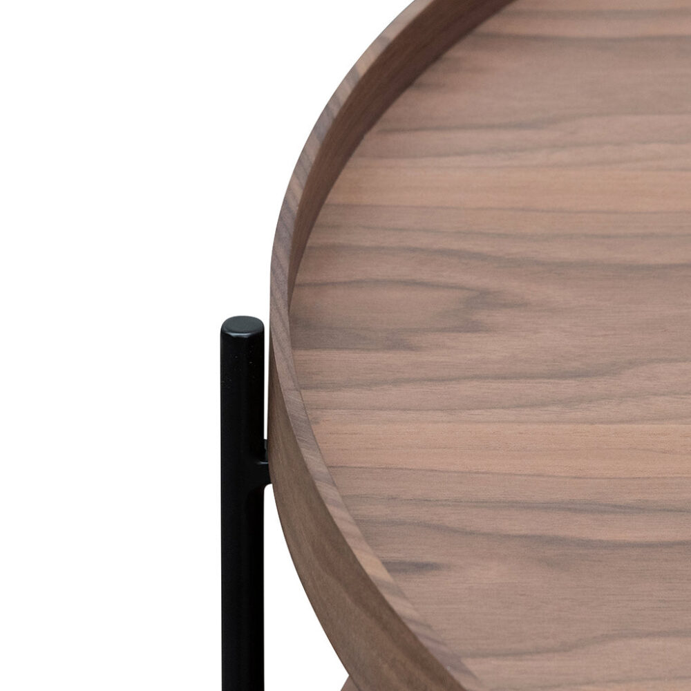 Zelma 90cm Round Coffee Table - Walnut - Image 5