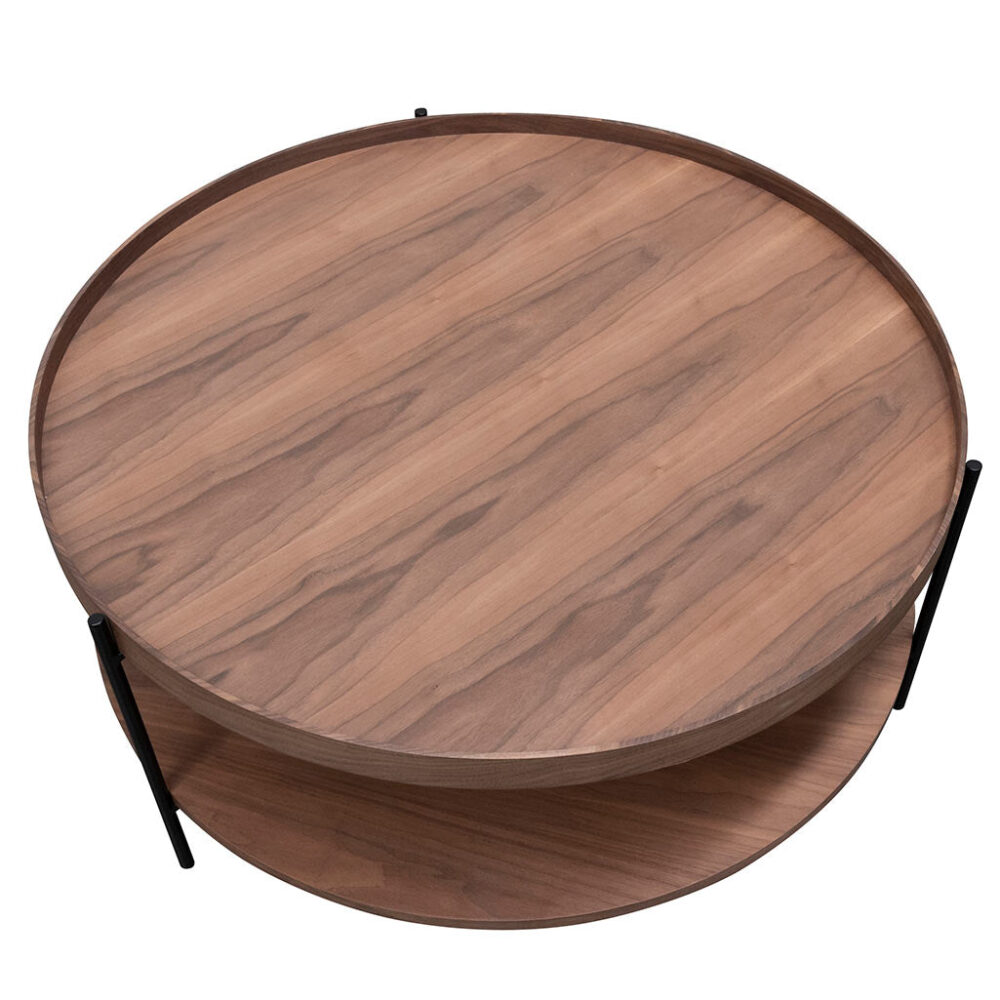 Zelma 90cm Round Coffee Table - Walnut - Image 3