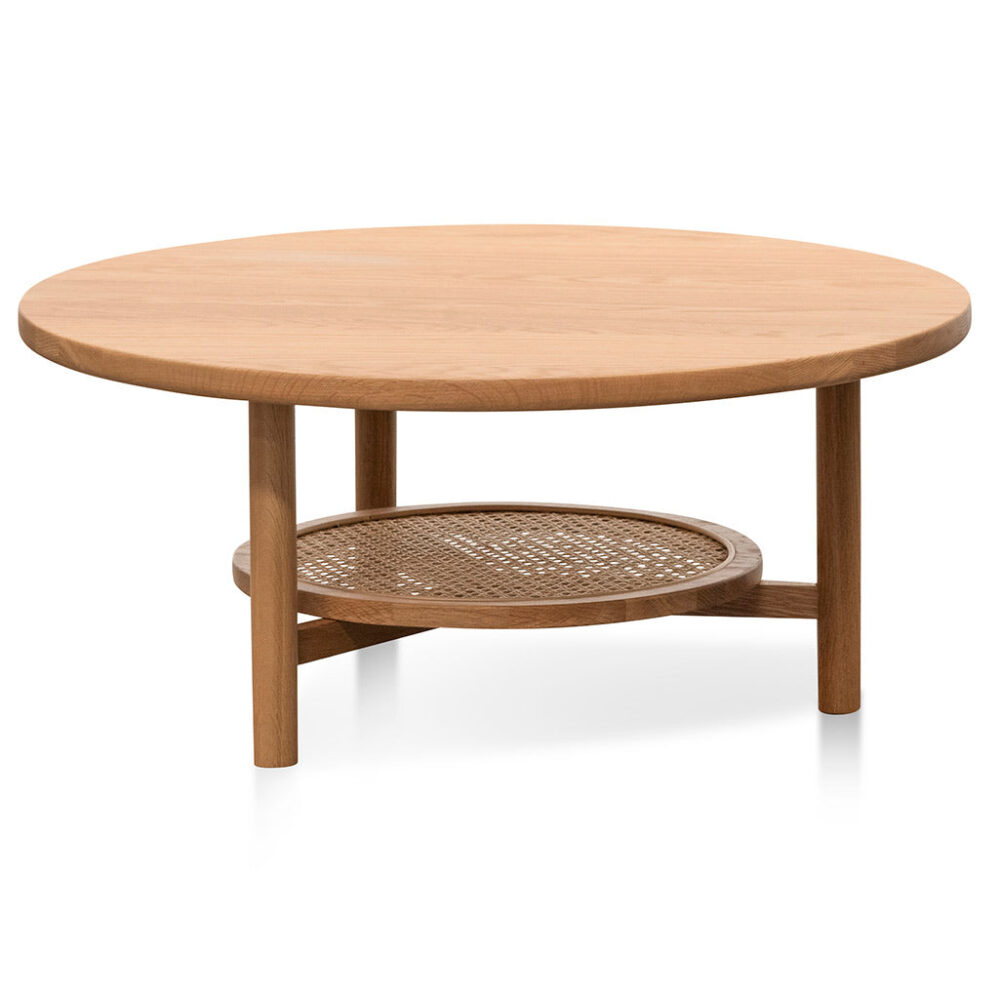 Justina Solid Oak Round Coffee Table - Natural - Image 2