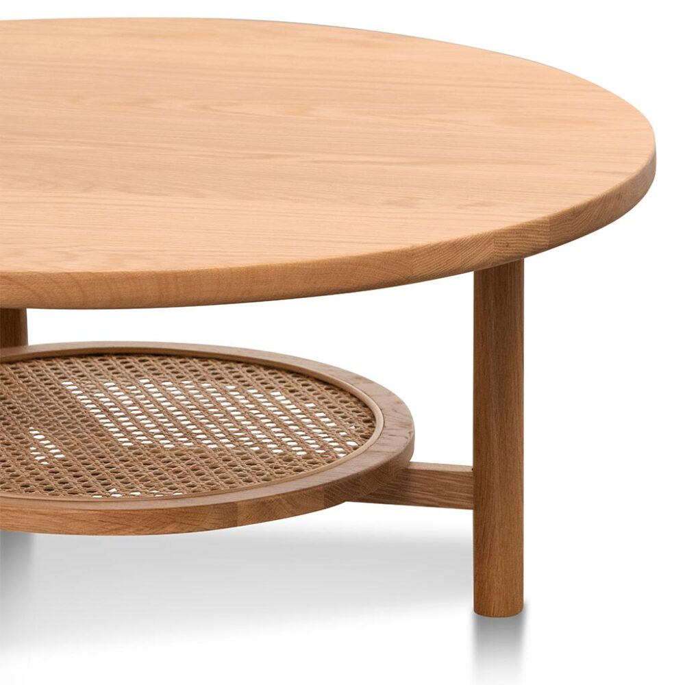Justina Solid Oak Round Coffee Table - Natural - Image 5