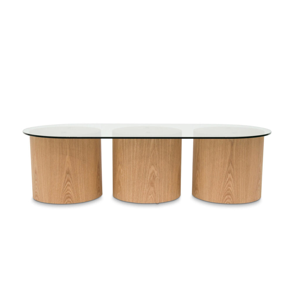 Mathis 1.4m Oval Glass Coffee Table - Natural - Image 2