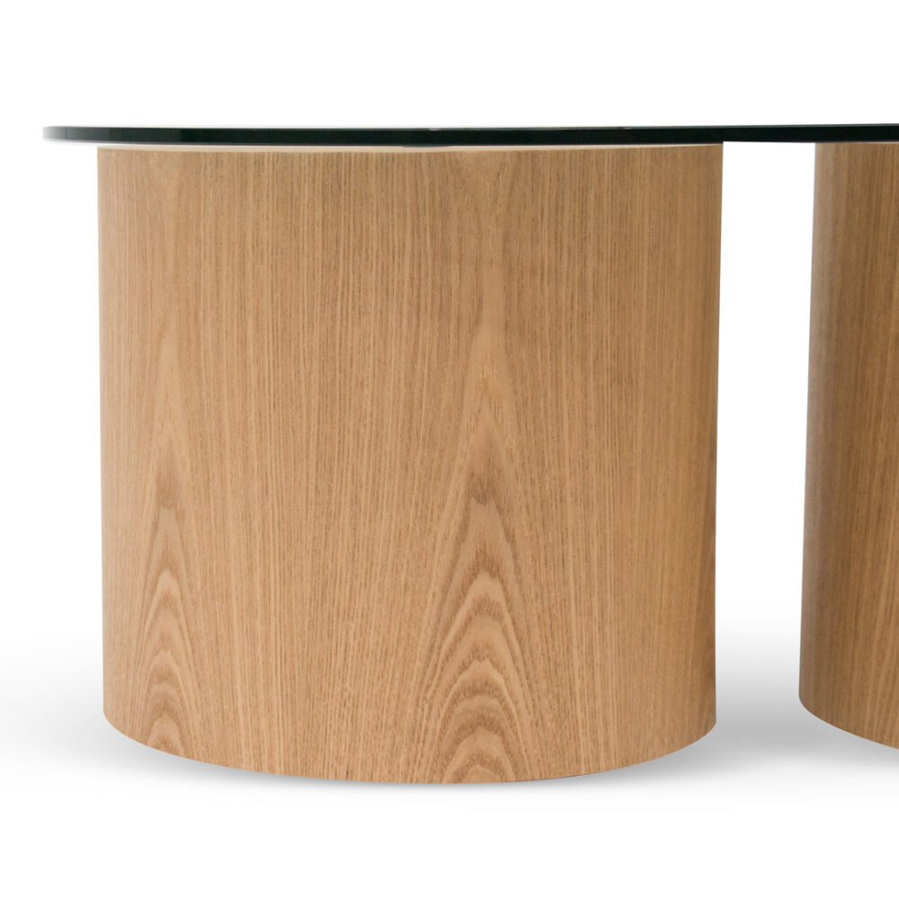 Mathis 1.4m Oval Glass Coffee Table - Natural - Image 4