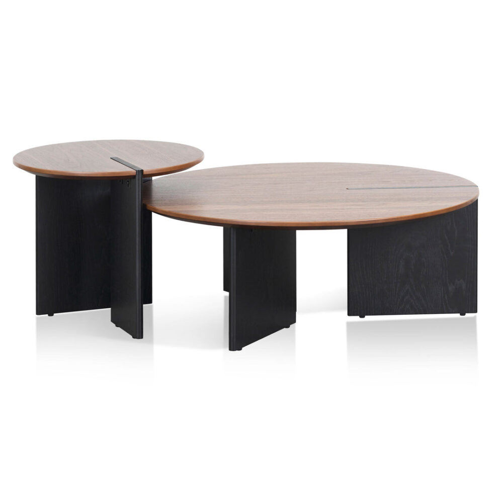 Nest of Ewing Light Walnut Coffee Table - Black Legs - Image 2
