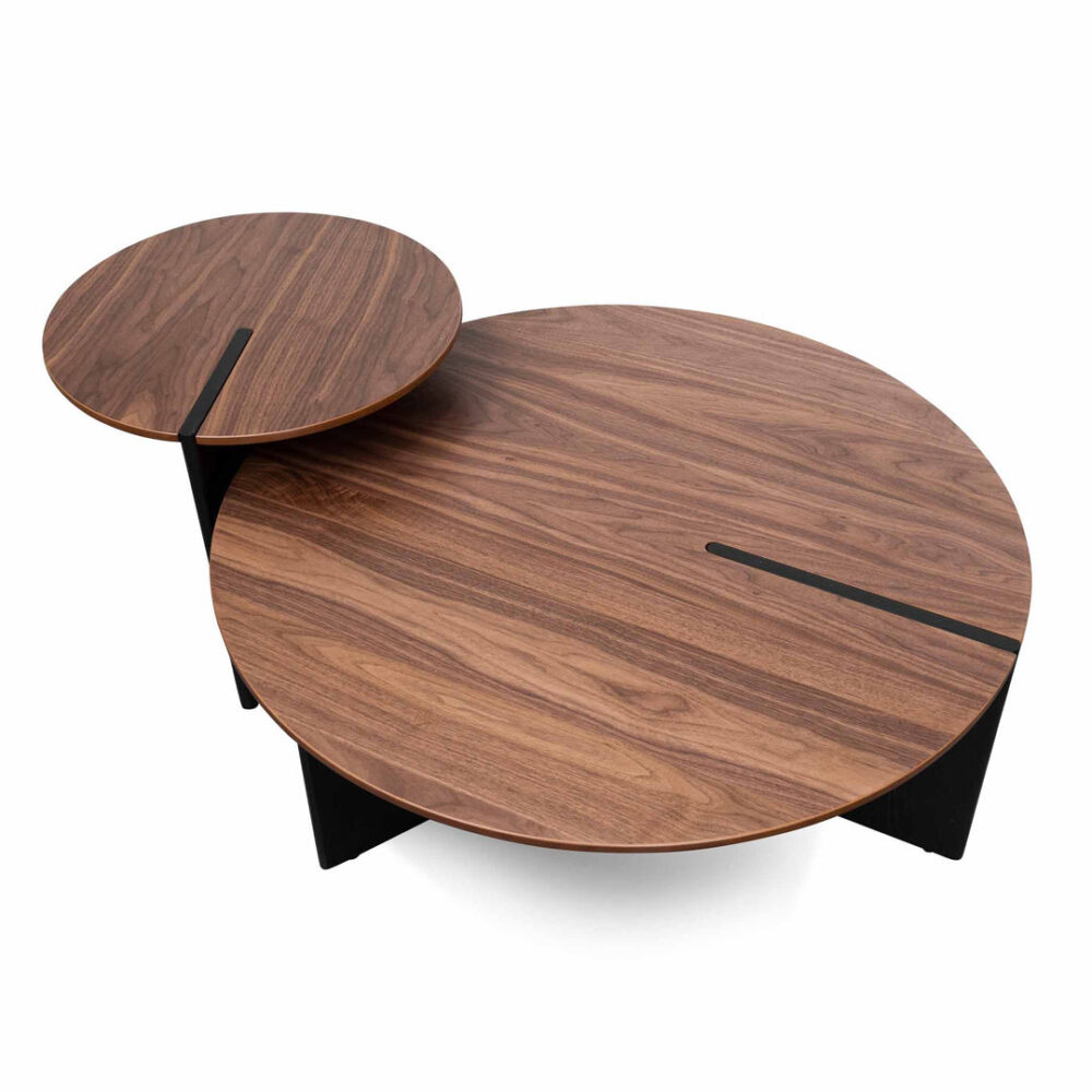 Nest of Ewing Light Walnut Coffee Table - Black Legs - Image 3
