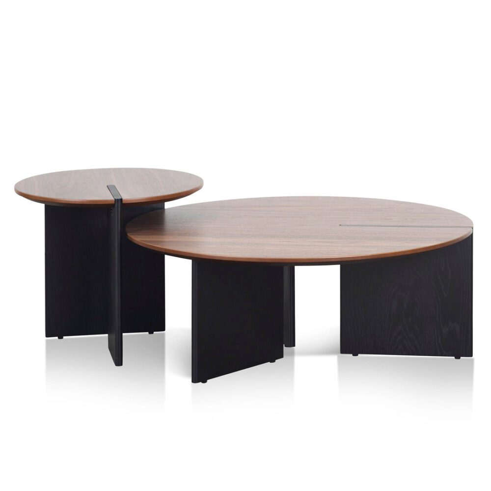 Nest of Ewing Light Walnut Coffee Table - Black Legs