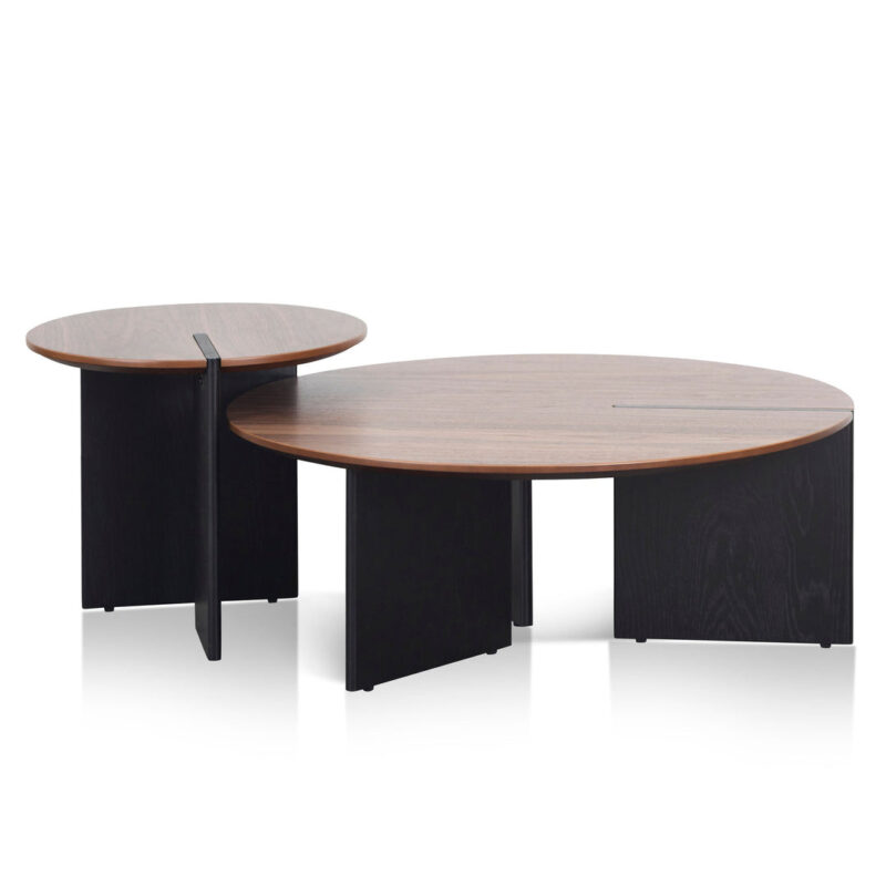 Nest of Ewing Light Walnut Coffee Table - Black Legs