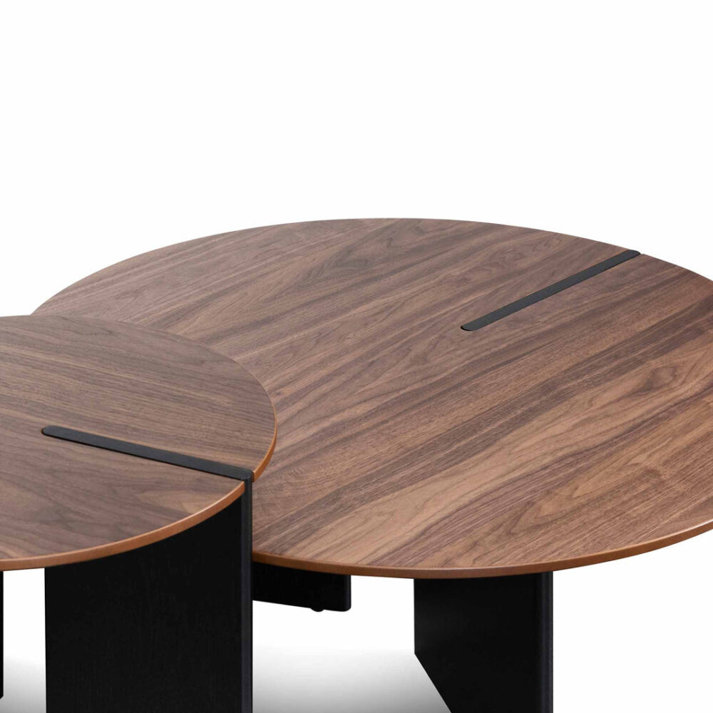 Nest of Ewing Light Walnut Coffee Table - Black Legs - Image 9