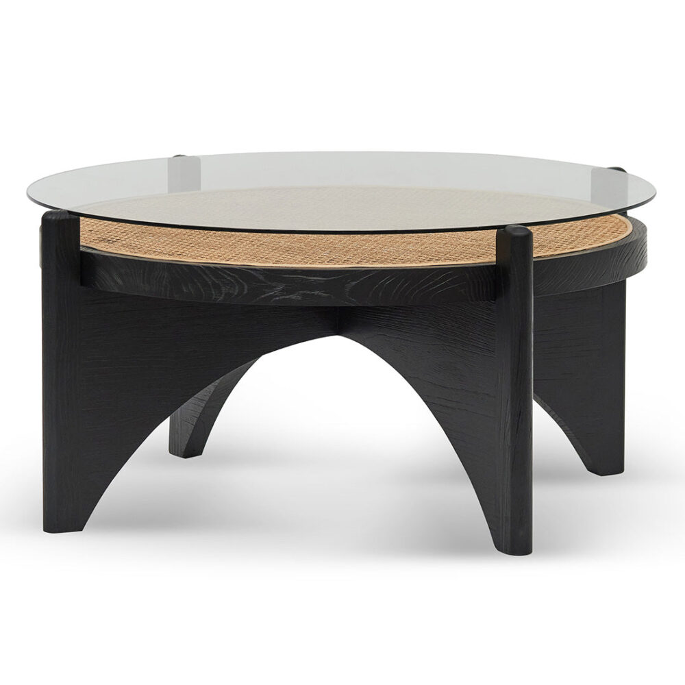 McDaniel 96cm Round Glass Coffee Table - Black