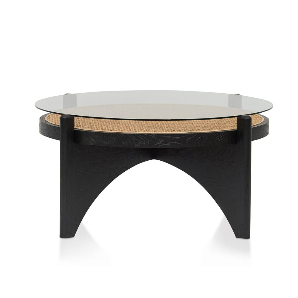 McDaniel 96cm Round Glass Coffee Table - Black - Image 4