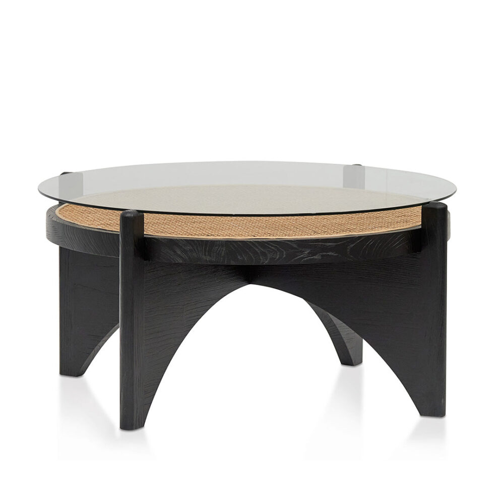 McDaniel 96cm Round Glass Coffee Table - Black - Image 5