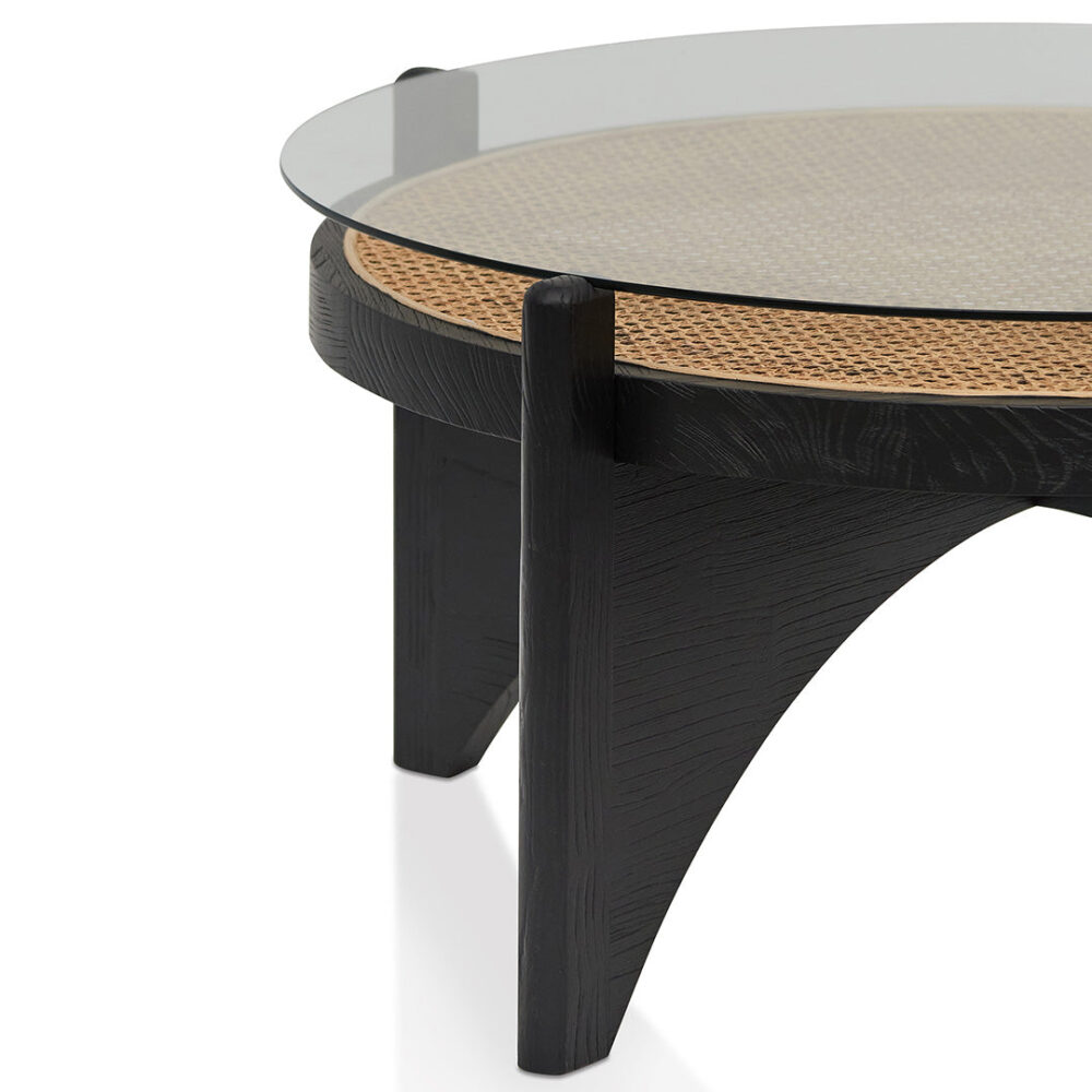 McDaniel 96cm Round Glass Coffee Table - Black - Image 6