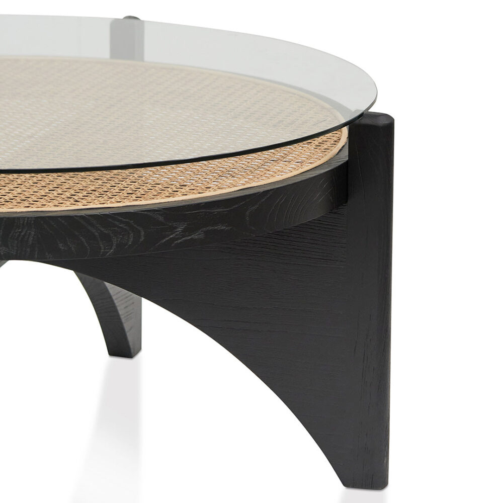 McDaniel 96cm Round Glass Coffee Table - Black - Image 11