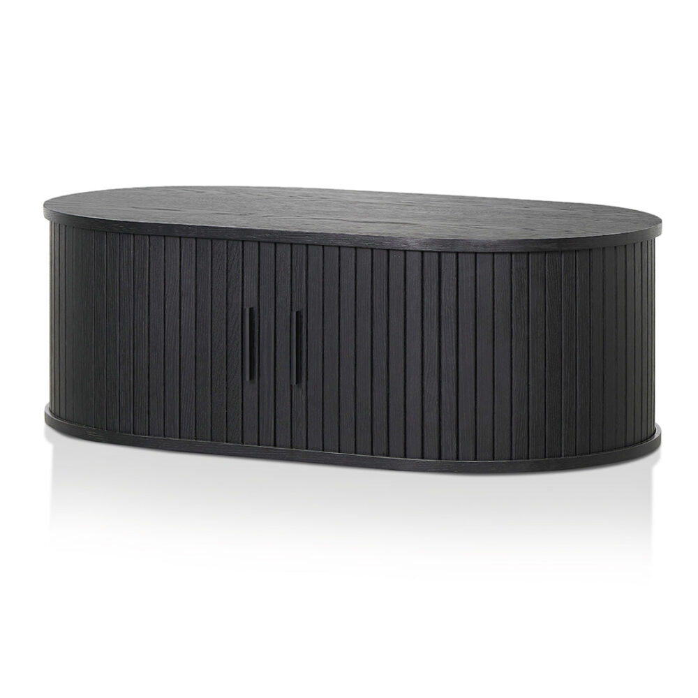 Dania 100cm Oval Coffee Table - Full Black - Image 4