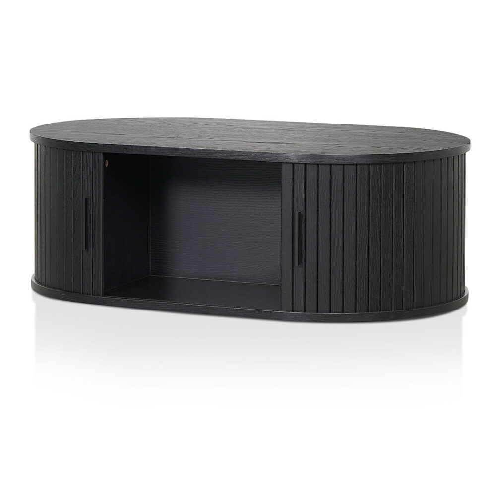 Dania 100cm Oval Coffee Table - Full Black - Image 6