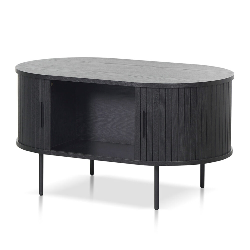 Dania 100cm Oval Coffee Table - Full Black - Image 3