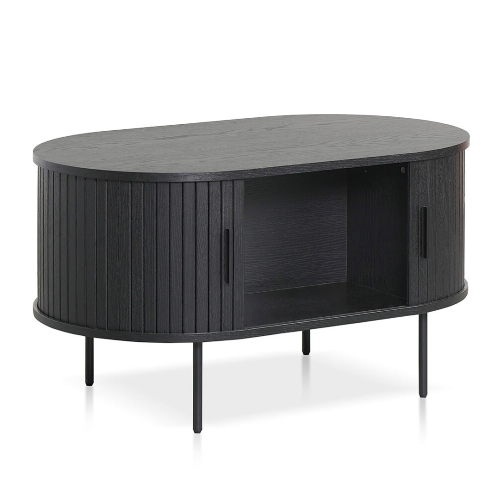 Dania 100cm Oval Coffee Table - Full Black - Image 8