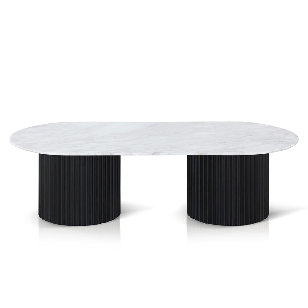 Elino 1.3m Marble Coffee Table - Black - Image 2