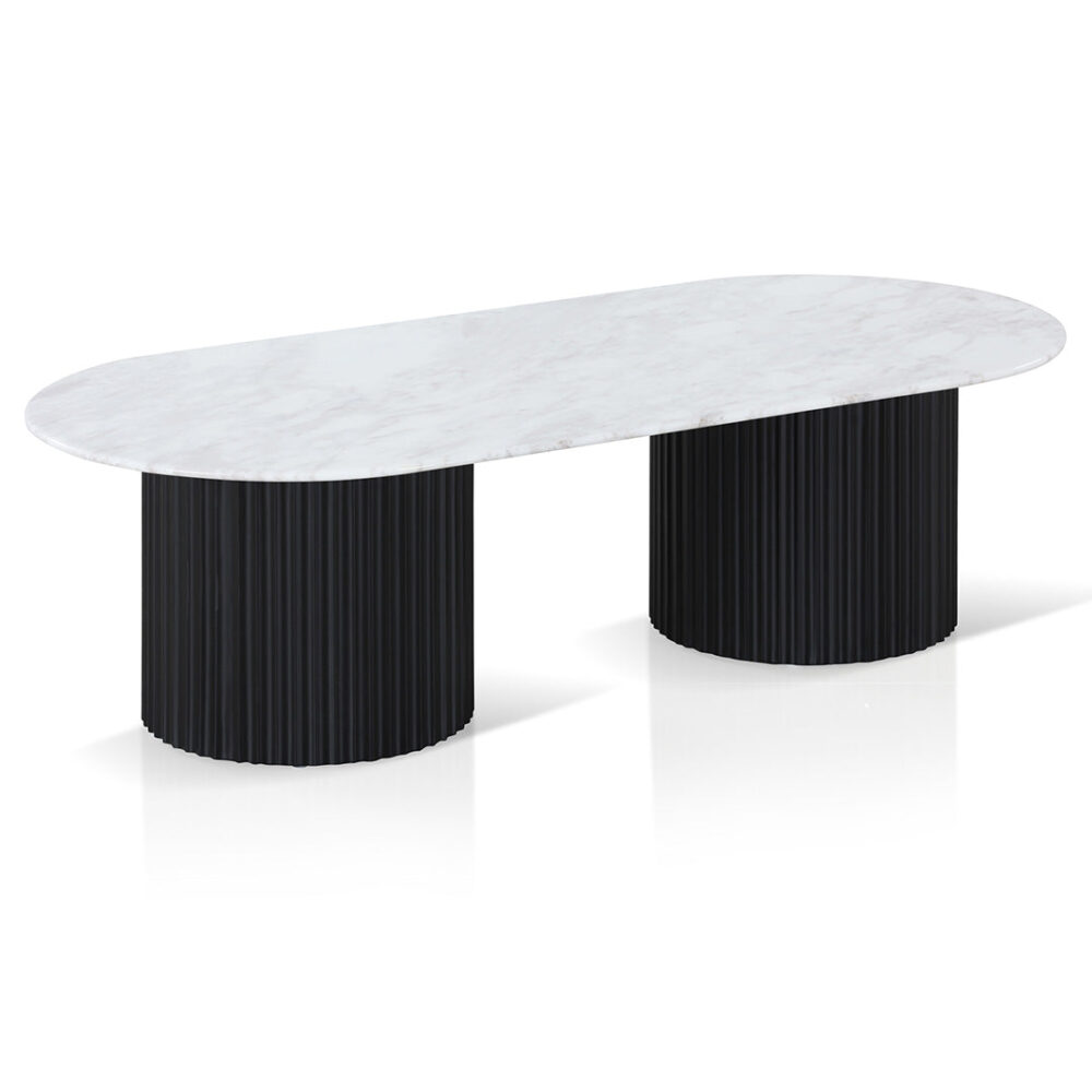 Elino 1.3m Marble Coffee Table - Black - Image 4