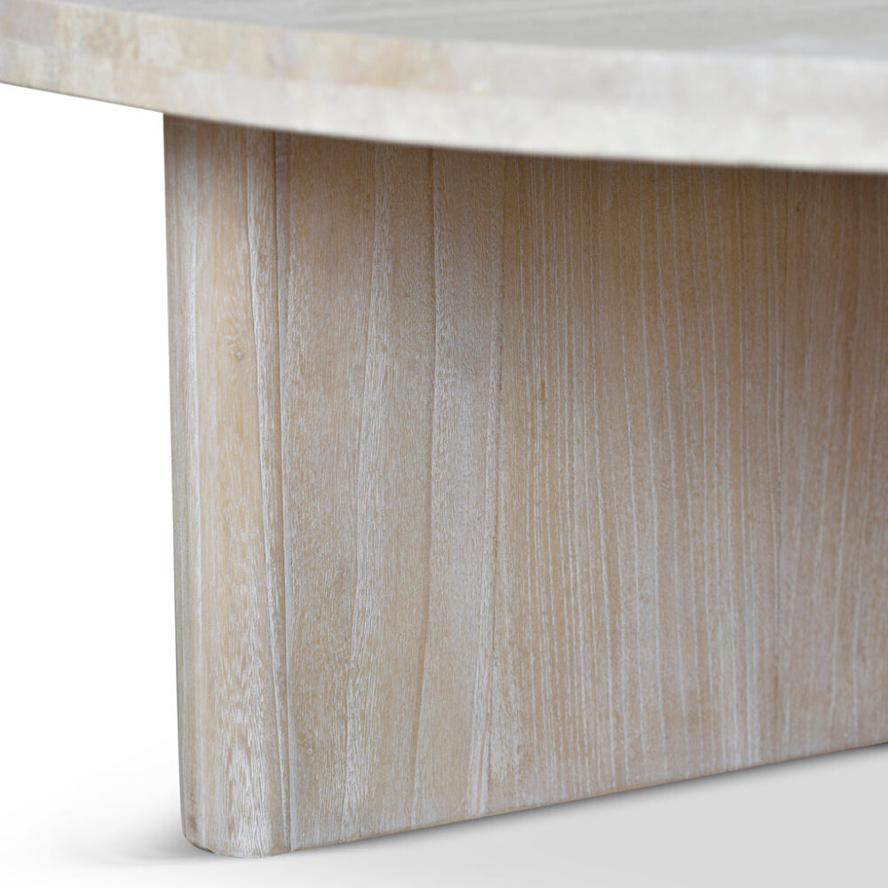 Agosti Travertine Marble 100cm Round Coffee Table - White Wash - Image 10
