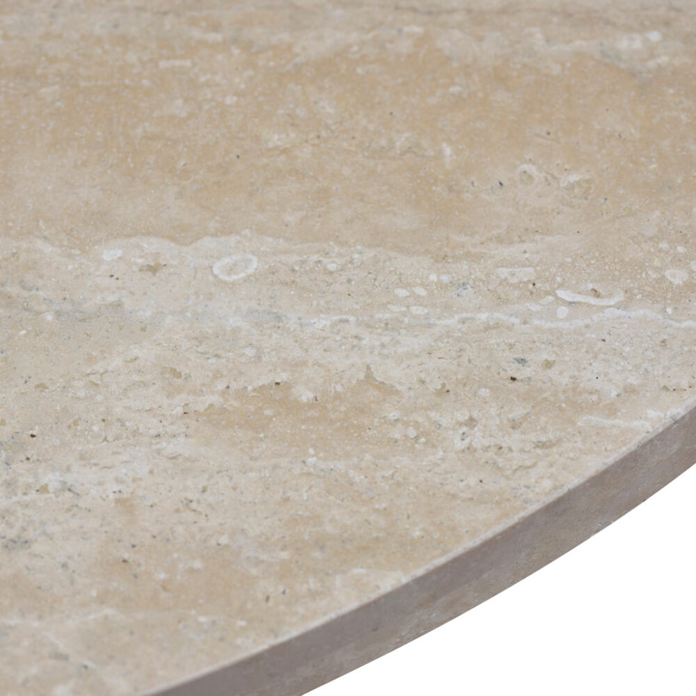 Agosti Travertine Marble 100cm Round Coffee Table - White Wash - Image 6