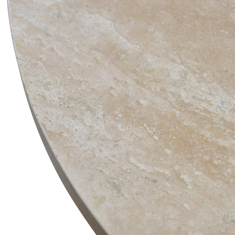 Agosti Travertine Marble 100cm Round Coffee Table - White Wash - Image 7