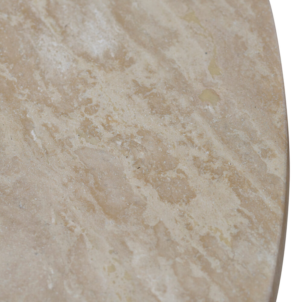 Agosti Travertine Marble 100cm Round Coffee Table - White Wash - Image 8