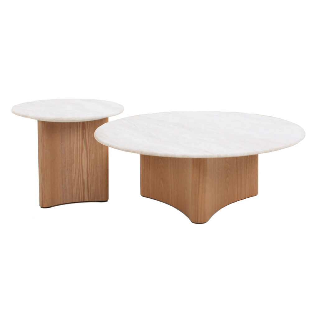 Zafar Nested Travertine Coffee Table - Natural - Image 2