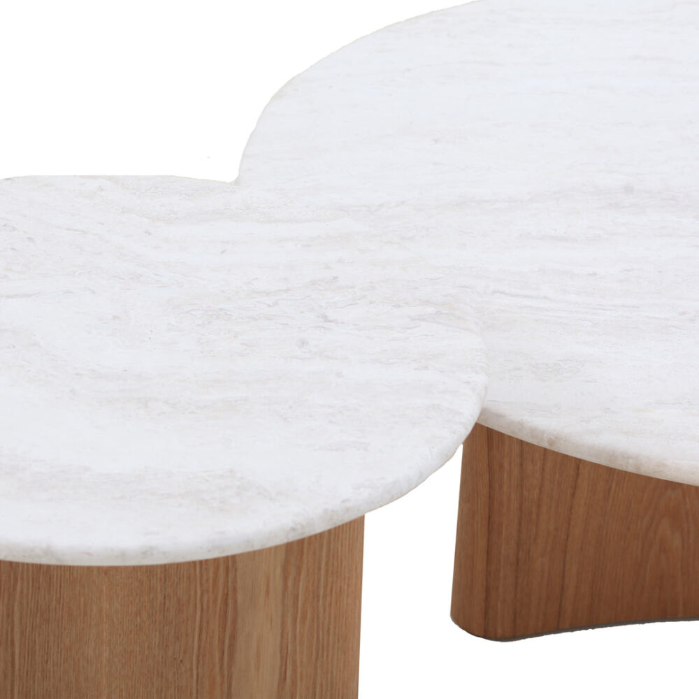 Zafar Nested Travertine Coffee Table - Natural - Image 5