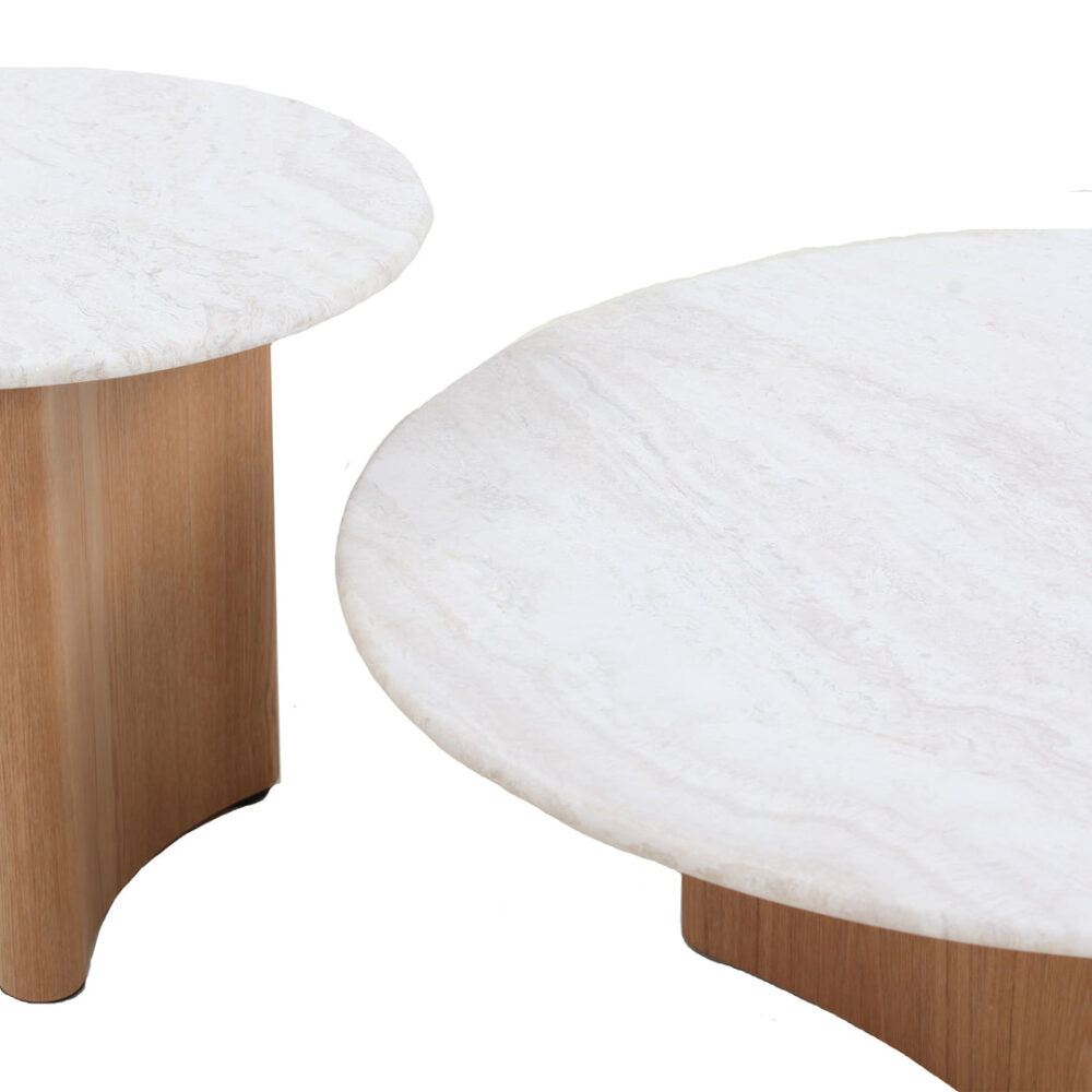 Zafar Nested Travertine Coffee Table - Natural - Image 6