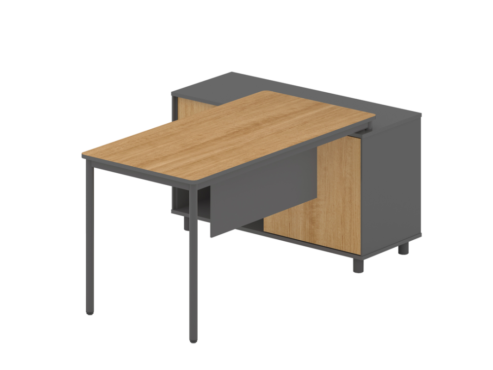 Montoya 1.75m Left Return Natural Office Desk - Charcoal Base - Image 3