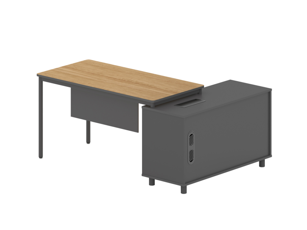 Montoya 1.75m Left Return Natural Office Desk - Charcoal Base - Image 2