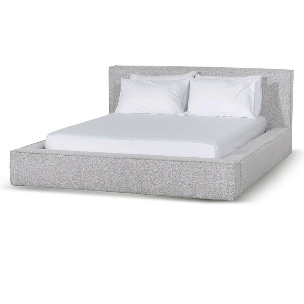 Castillo Queen Bed Frame - Pepper Boucle