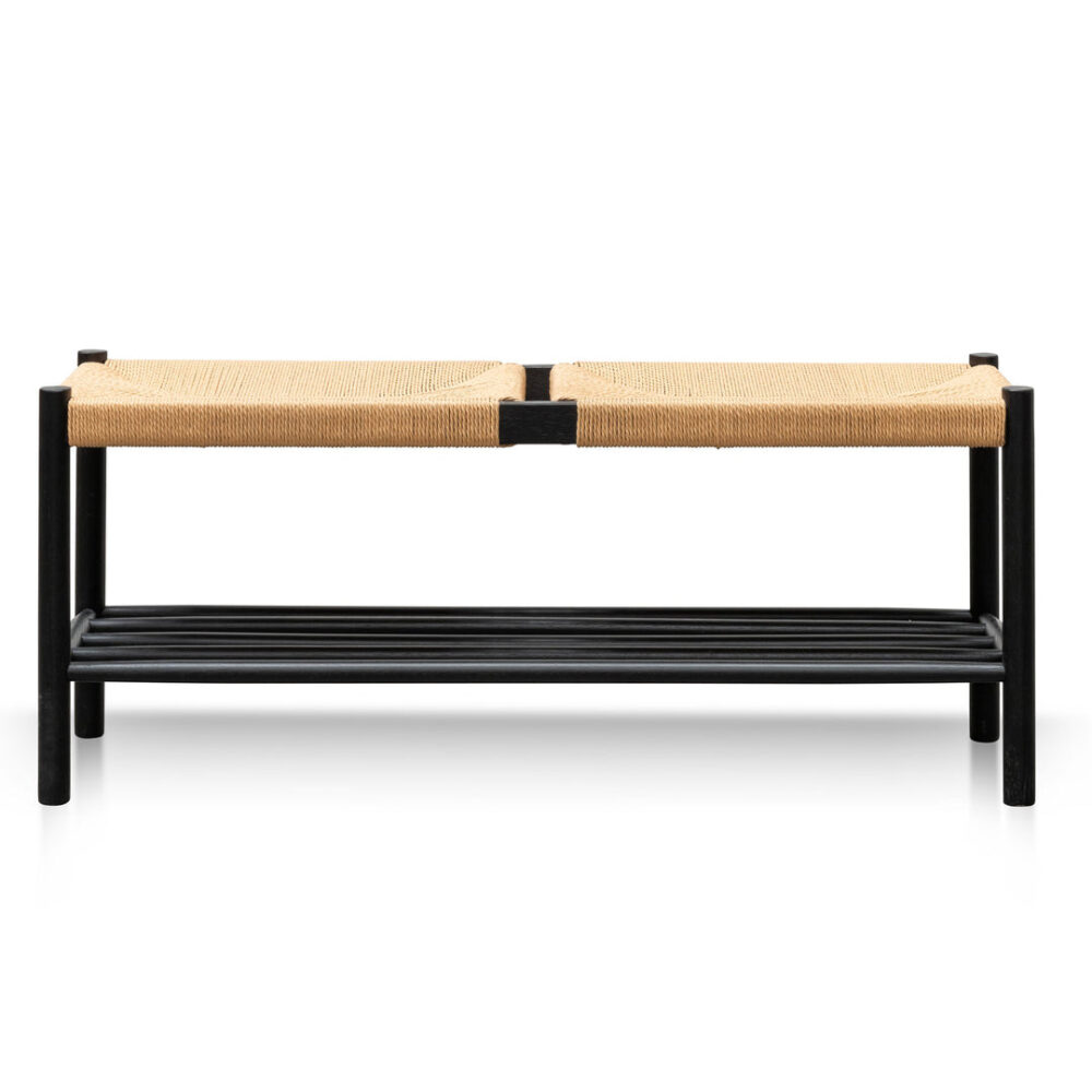 Erika 110cm Black Oak Bench - Natural Seat - Image 6
