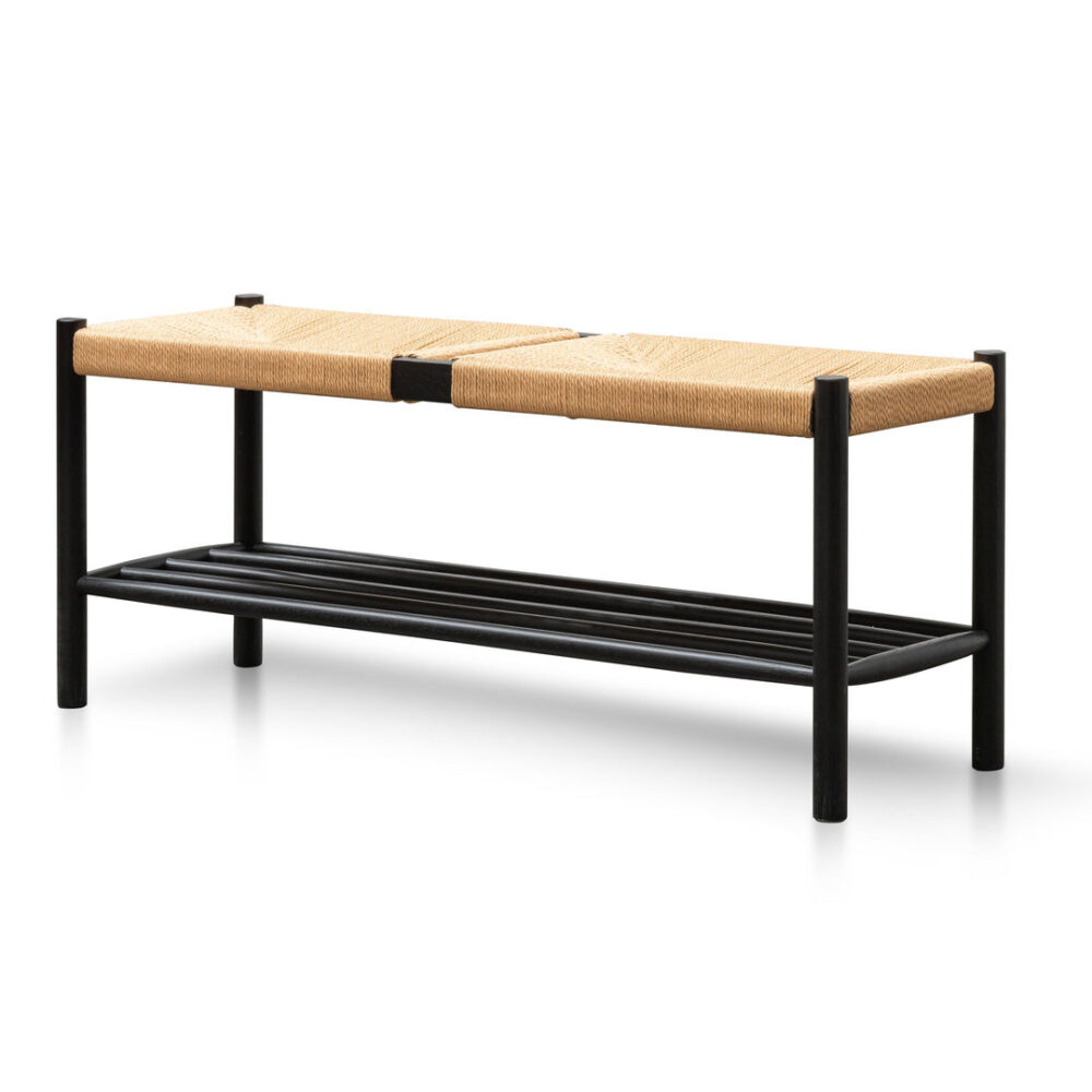 Erika 110cm Black Oak Bench - Natural Seat