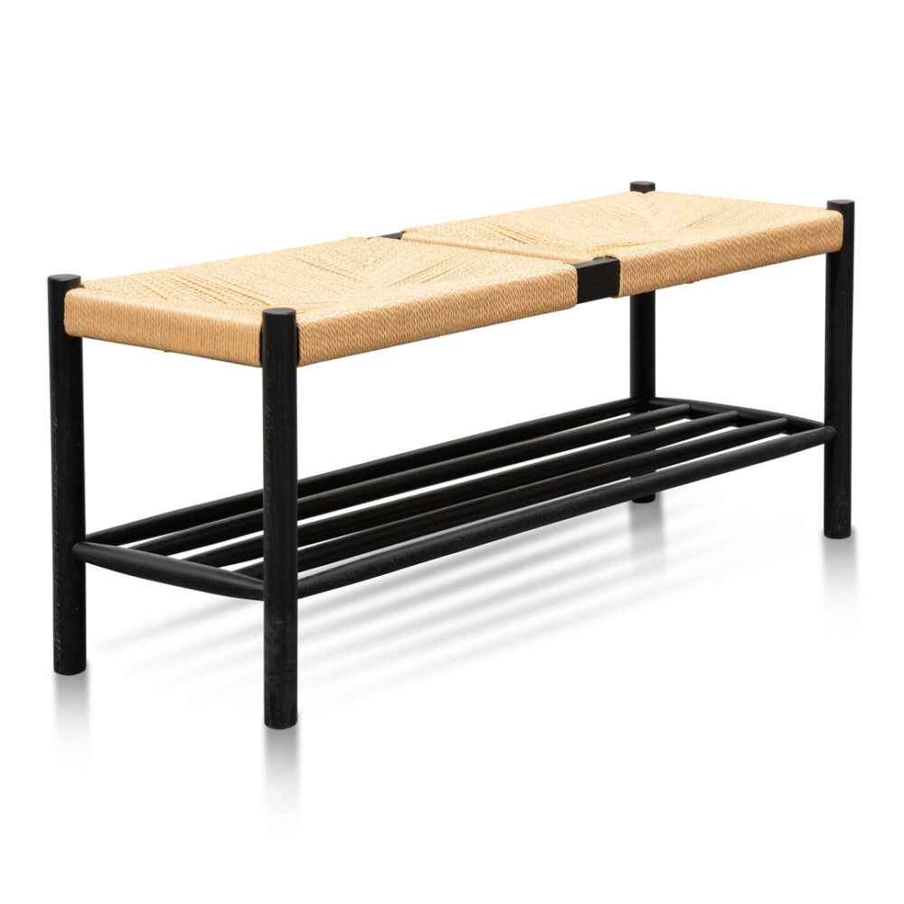 Erika 110cm Black Oak Bench - Natural Seat - Image 7
