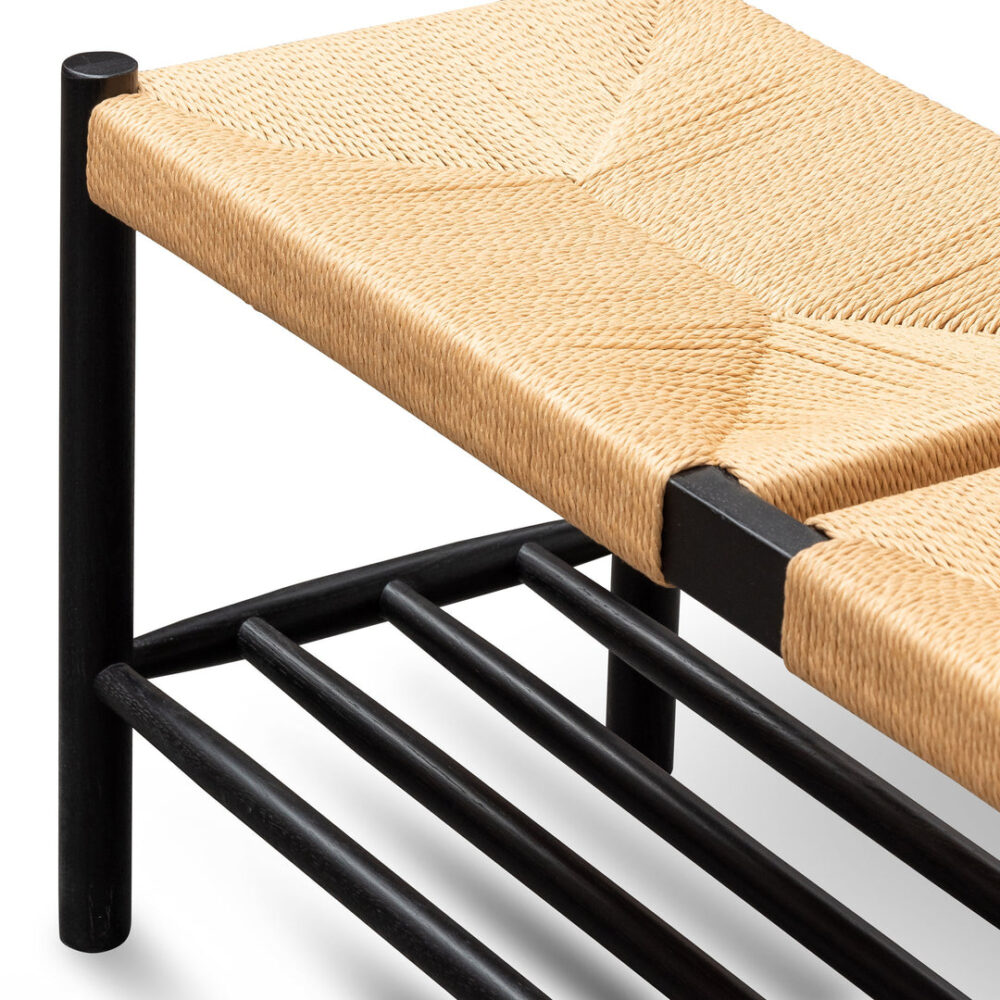 Erika 110cm Black Oak Bench - Natural Seat - Image 12