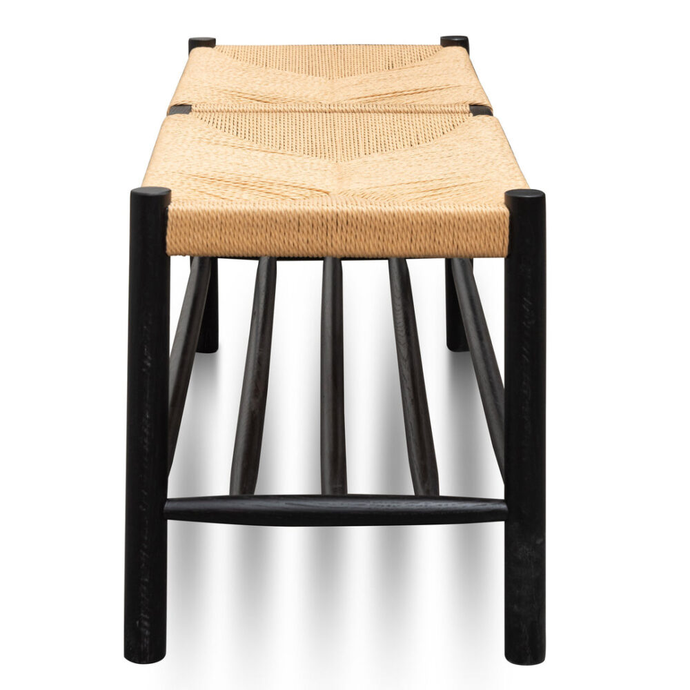 Erika 110cm Black Oak Bench - Natural Seat - Image 8