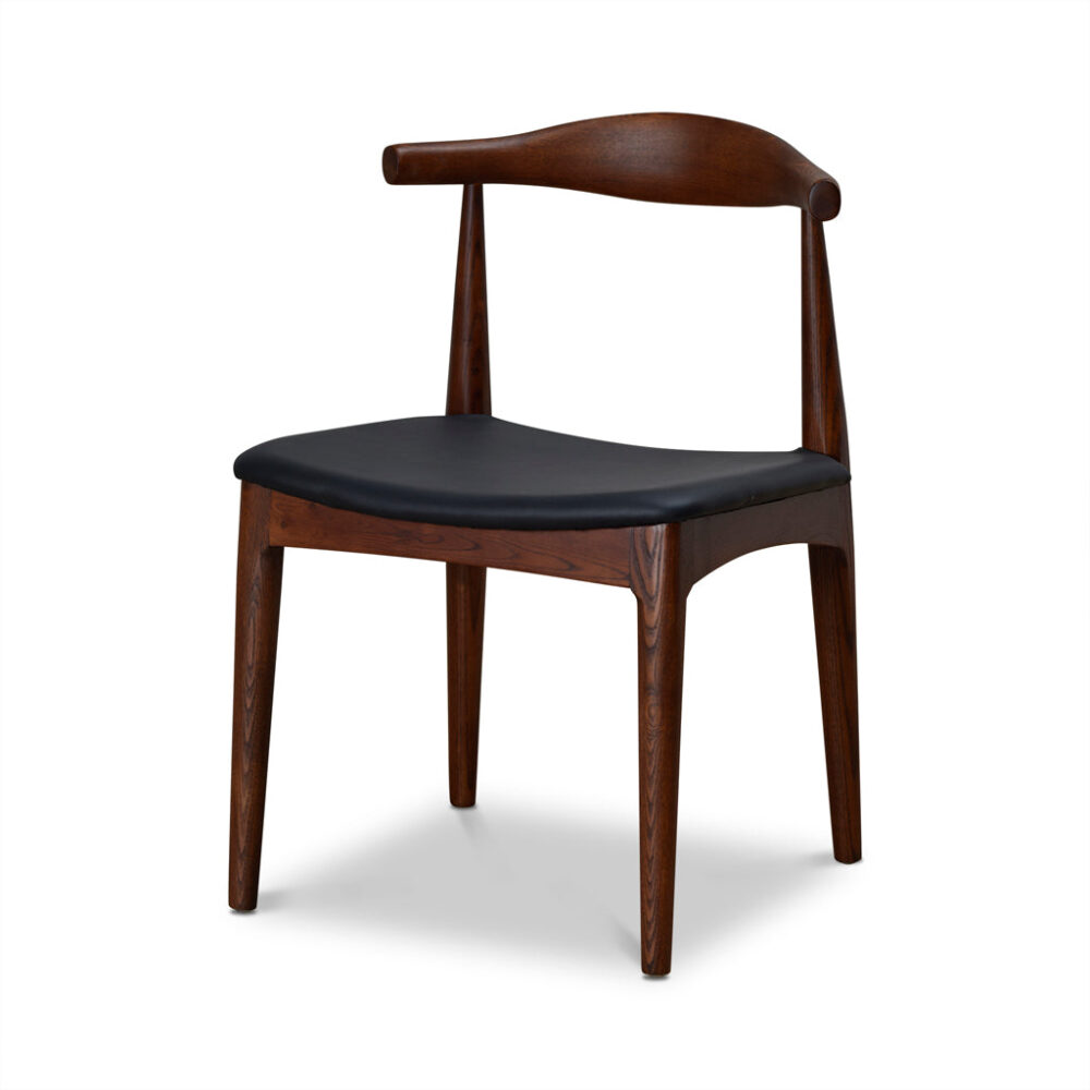 Set of 2 - Henrik Dining Chair - Dark Brown with Black Seat - Image 2