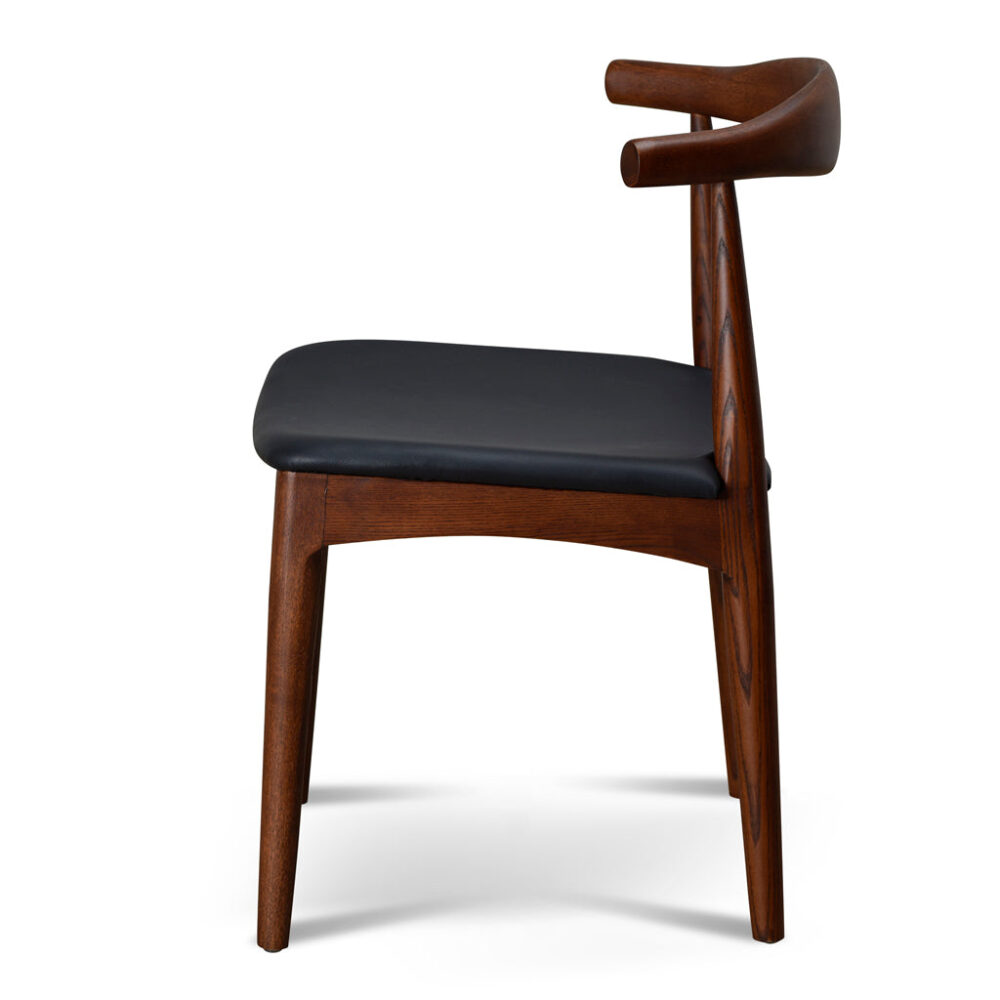 Set of 2 - Henrik Dining Chair - Dark Brown with Black Seat - Image 6