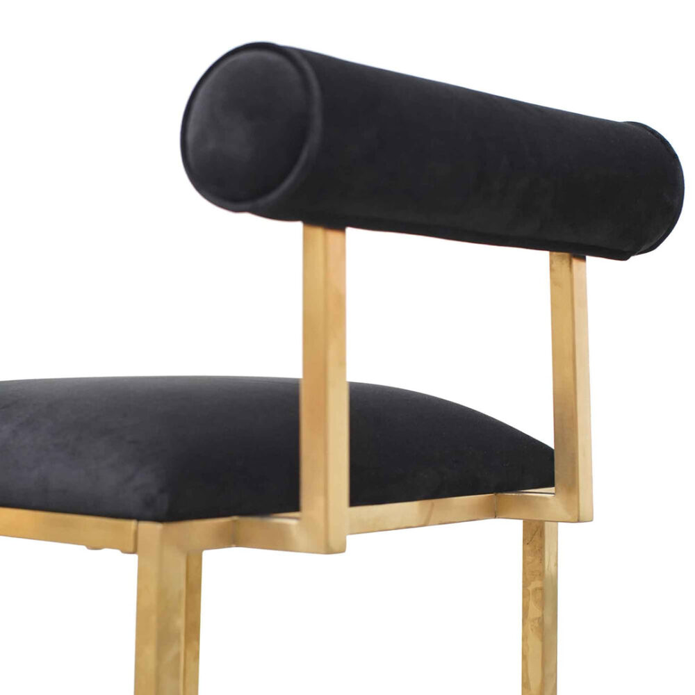 Prato Black Velvet Occasional Chair - Brushed Gold Base - Image 5