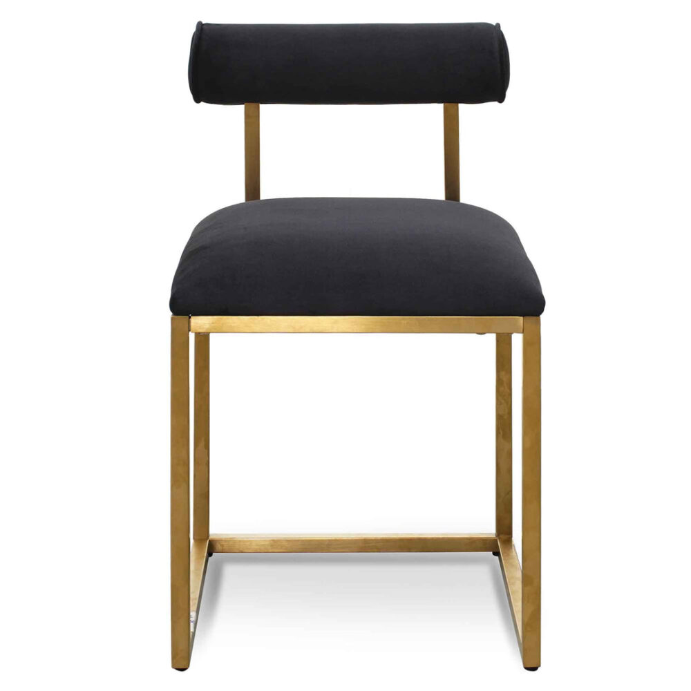 Prato Black Velvet Occasional Chair - Brushed Gold Base - Image 2