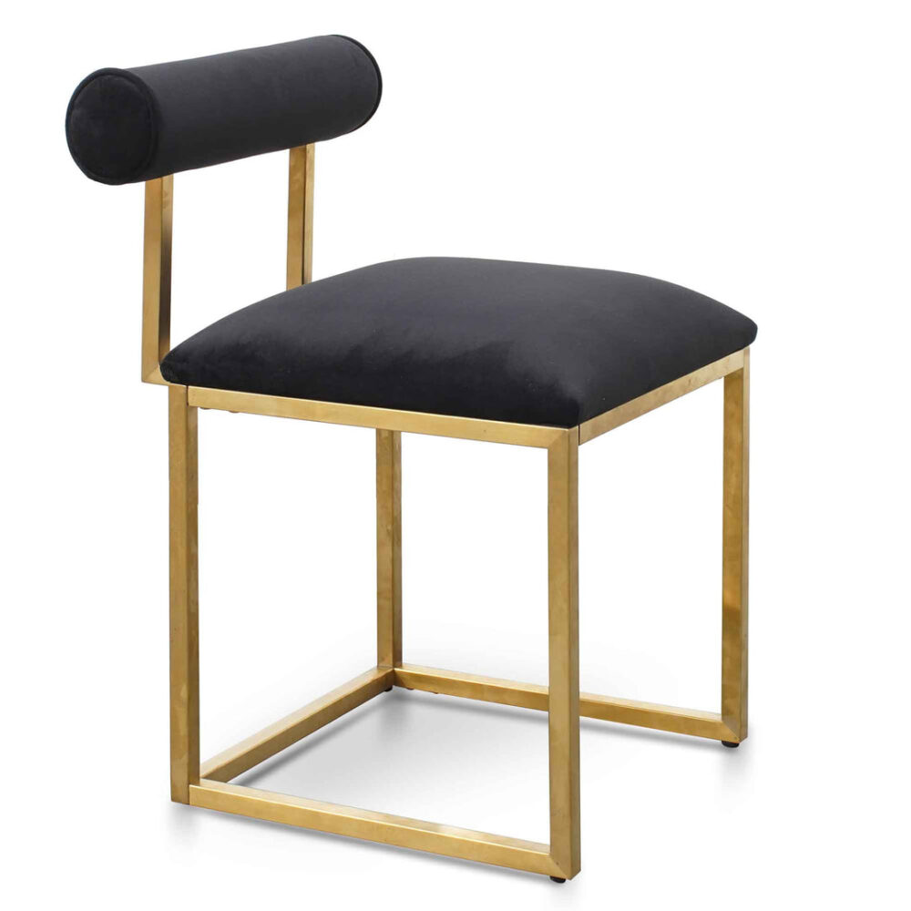 Prato Black Velvet Occasional Chair - Brushed Gold Base - Image 3