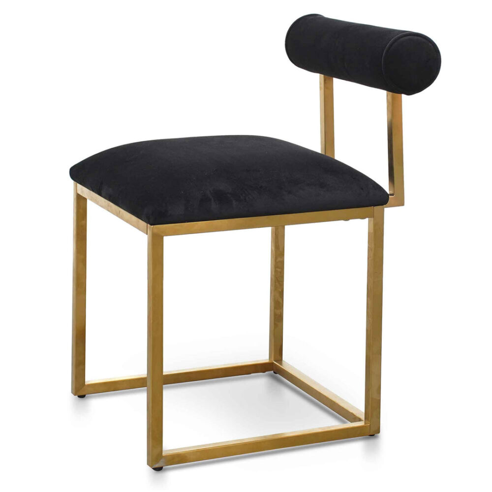 Prato Black Velvet Occasional Chair - Brushed Gold Base