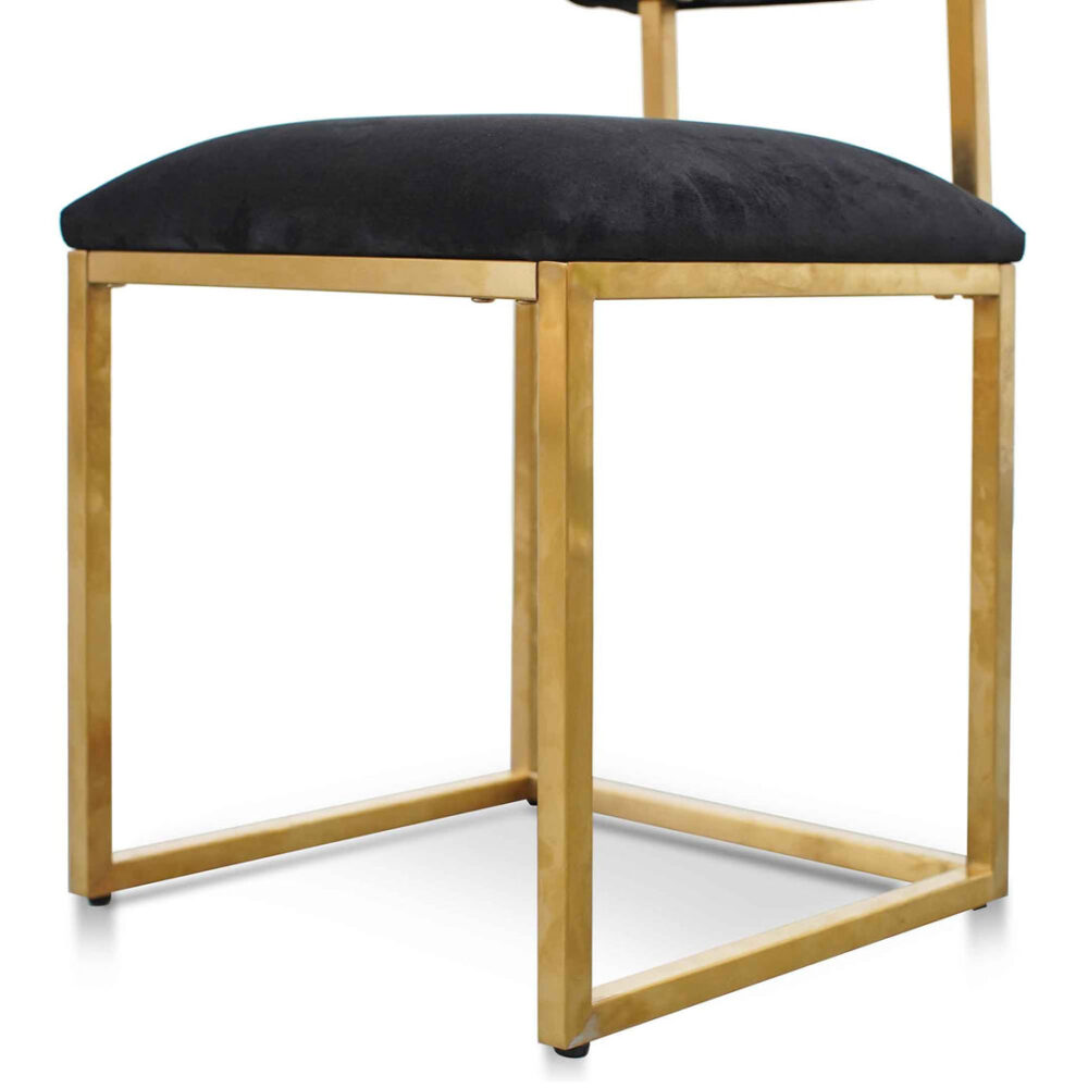 Prato Black Velvet Occasional Chair - Brushed Gold Base - Image 6