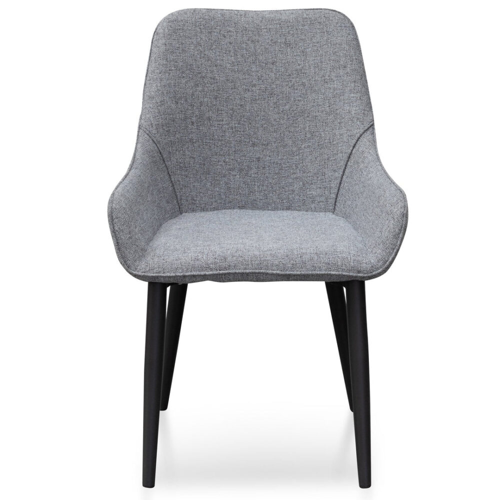 Set of 2 - Acosta Fabric Dining Chair - Pebble Grey in Black Legs - Image 6