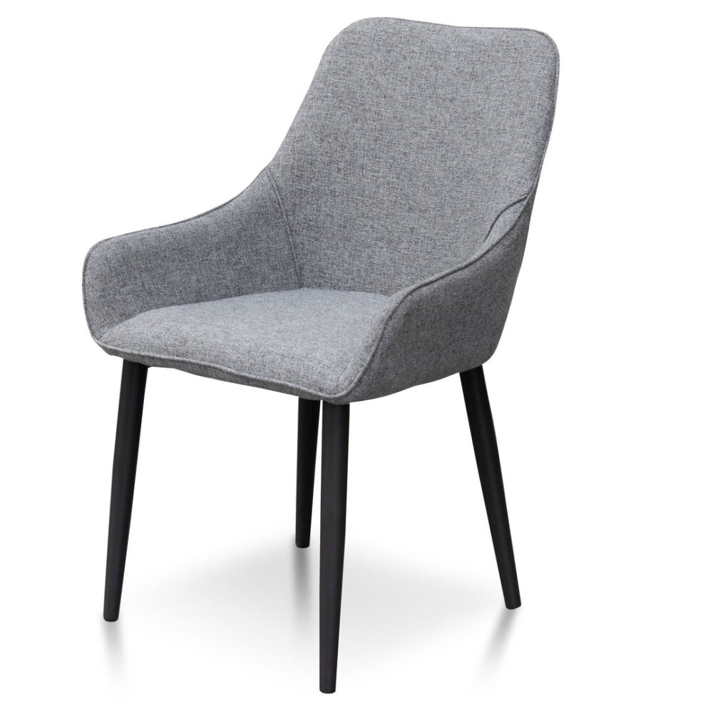 Set of 2 - Acosta Fabric Dining Chair - Pebble Grey in Black Legs - Image 2