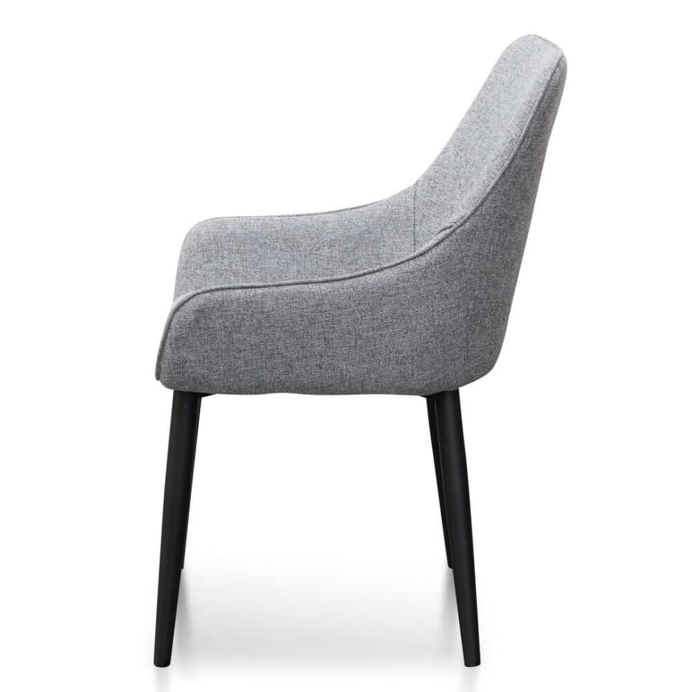 Set of 2 - Acosta Fabric Dining Chair - Pebble Grey in Black Legs - Image 7