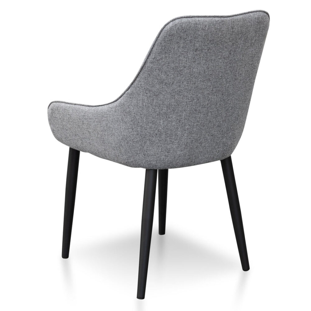 Set of 2 - Acosta Fabric Dining Chair - Pebble Grey in Black Legs - Image 8