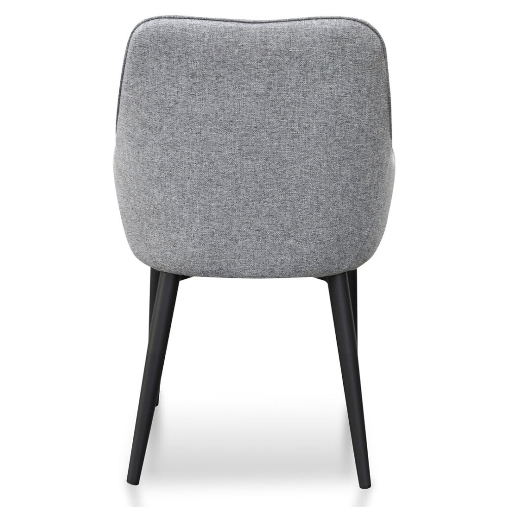 Set of 2 - Acosta Fabric Dining Chair - Pebble Grey in Black Legs - Image 9